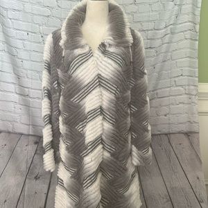 Faux Fur Jacket by Bodan Gray and White